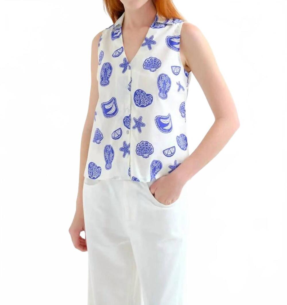 NEW COMPANIA FANTASTICA lobster dinner top in white multi